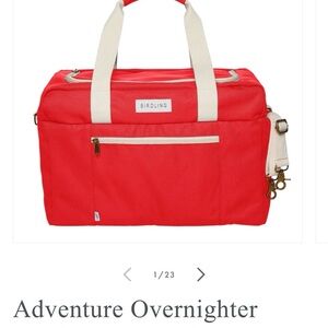 Red Tote Bag with Cream Accents